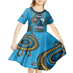 Custom NRL Titans NAIDOC Week Kid Short Sleeve Dress Keep The Fire Burning Indigenous Art
