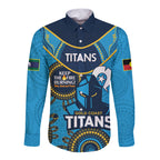 Custom NRL Titans NAIDOC Week Long Sleeve Button Shirt Keep The Fire Burning Indigenous Art