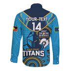 Custom NRL Titans NAIDOC Week Long Sleeve Button Shirt Keep The Fire Burning Indigenous Art