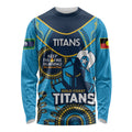 Custom NRL Titans NAIDOC Week Long Sleeve Shirt Keep The Fire Burning Indigenous Art