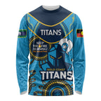Custom NRL Titans NAIDOC Week Long Sleeve Shirt Keep The Fire Burning Indigenous Art