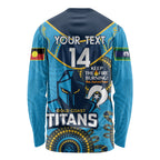 Custom NRL Titans NAIDOC Week Long Sleeve Shirt Keep The Fire Burning Indigenous Art