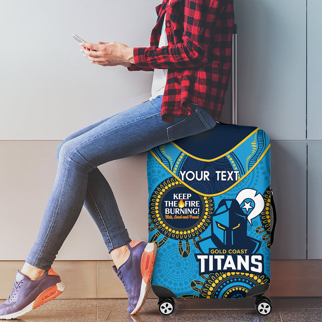 Custom NRL Titans NAIDOC Week Luggage Cover Keep The Fire Burning Indigenous Art