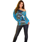 Custom NRL Titans NAIDOC Week Off Shoulder Sweater Keep The Fire Burning Indigenous Art