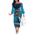 Custom NRL Titans NAIDOC Week Off The Shoulder Long Sleeve Dress Keep The Fire Burning Indigenous Art