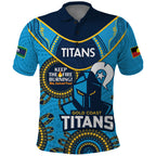 Custom NRL Titans NAIDOC Week Polo Shirt Keep The Fire Burning Indigenous Art