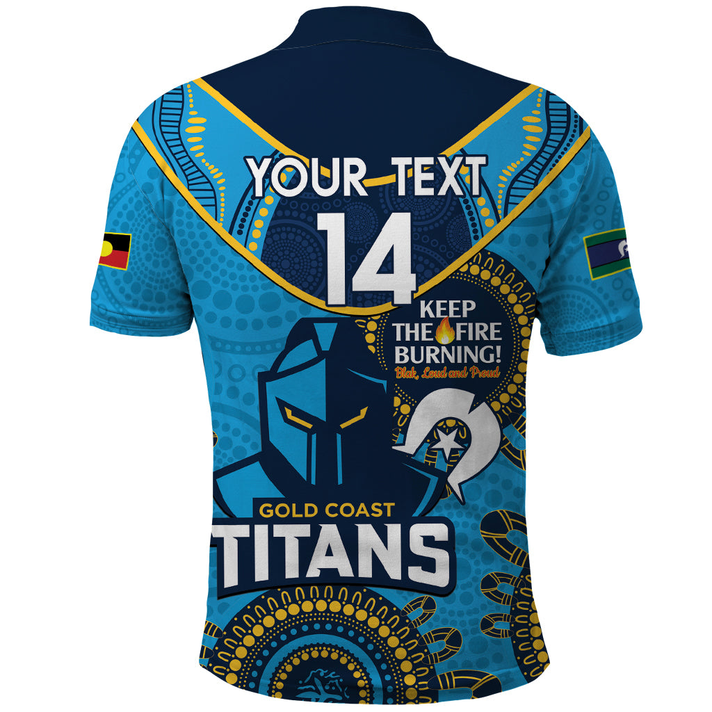 Custom NRL Titans NAIDOC Week Polo Shirt Keep The Fire Burning Indigenous Art