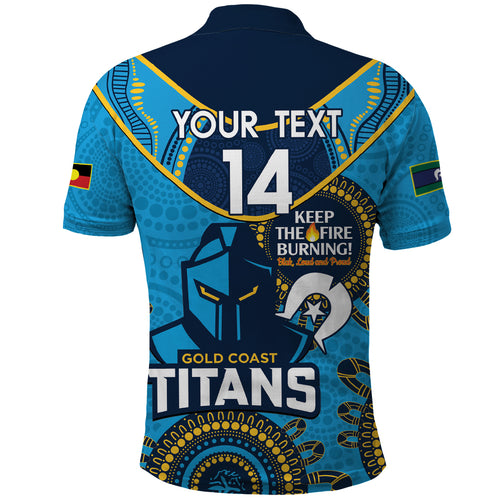 Custom NRL Titans NAIDOC Week Polo Shirt Keep The Fire Burning Indigenous Art