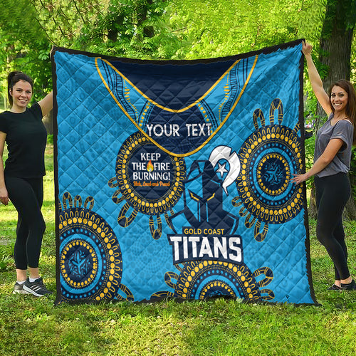 Custom NRL Titans NAIDOC Week Quilt Keep The Fire Burning Indigenous Art