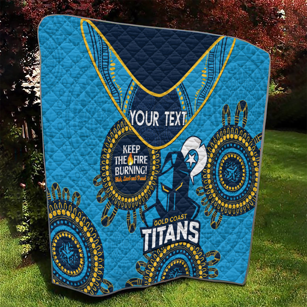 Custom NRL Titans NAIDOC Week Quilt Keep The Fire Burning Indigenous Art