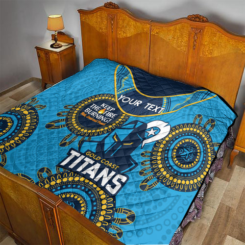 Custom NRL Titans NAIDOC Week Quilt Keep The Fire Burning Indigenous Art