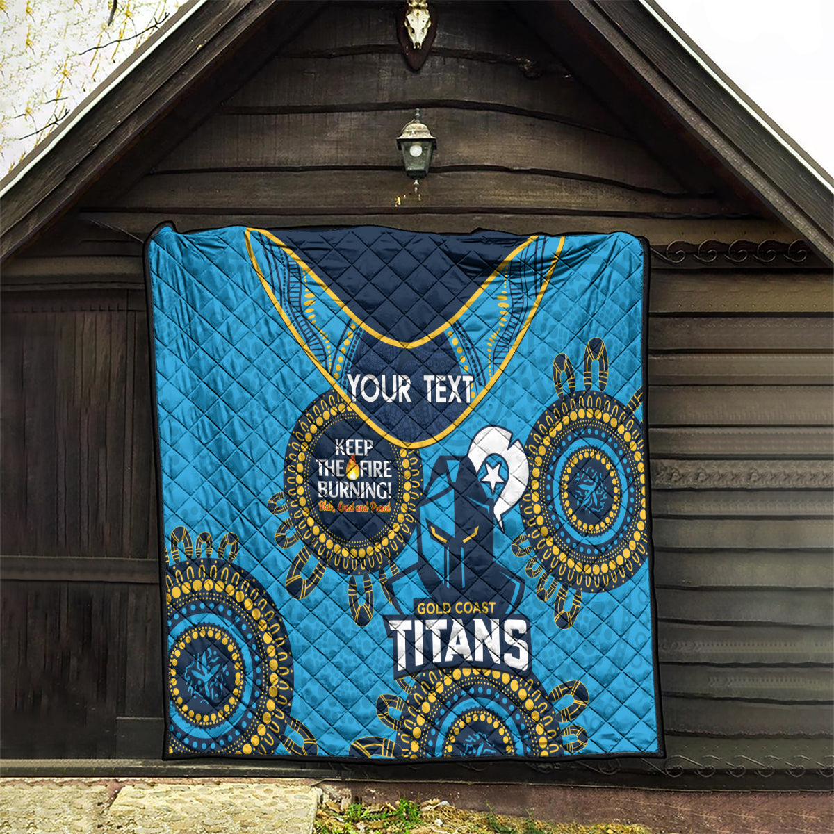 Custom NRL Titans NAIDOC Week Quilt Keep The Fire Burning Indigenous Art