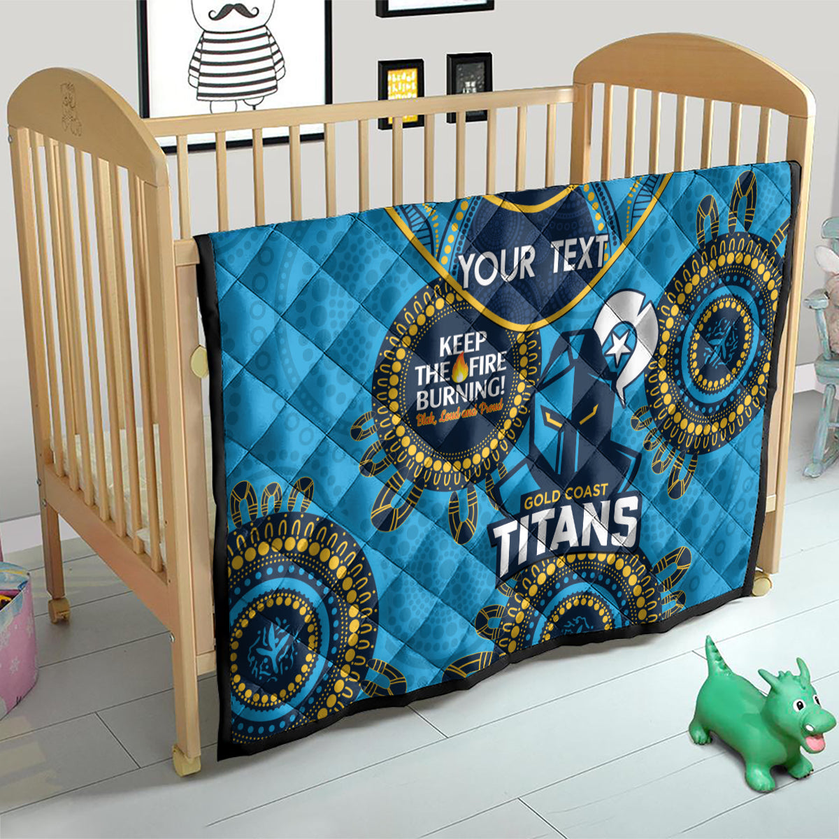 Custom NRL Titans NAIDOC Week Quilt Keep The Fire Burning Indigenous Art