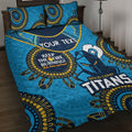 Custom NRL Titans NAIDOC Week Quilt Bed Set Keep The Fire Burning Indigenous Art