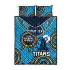 Custom NRL Titans NAIDOC Week Quilt Bed Set Keep The Fire Burning Indigenous Art
