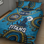 Custom NRL Titans NAIDOC Week Quilt Bed Set Keep The Fire Burning Indigenous Art