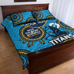 Custom NRL Titans NAIDOC Week Quilt Bed Set Keep The Fire Burning Indigenous Art