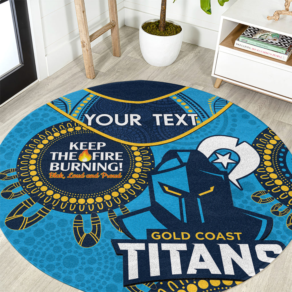 Custom NRL Titans NAIDOC Week Round Carpet Keep The Fire Burning Indigenous Art