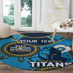 Custom NRL Titans NAIDOC Week Round Carpet Keep The Fire Burning Indigenous Art