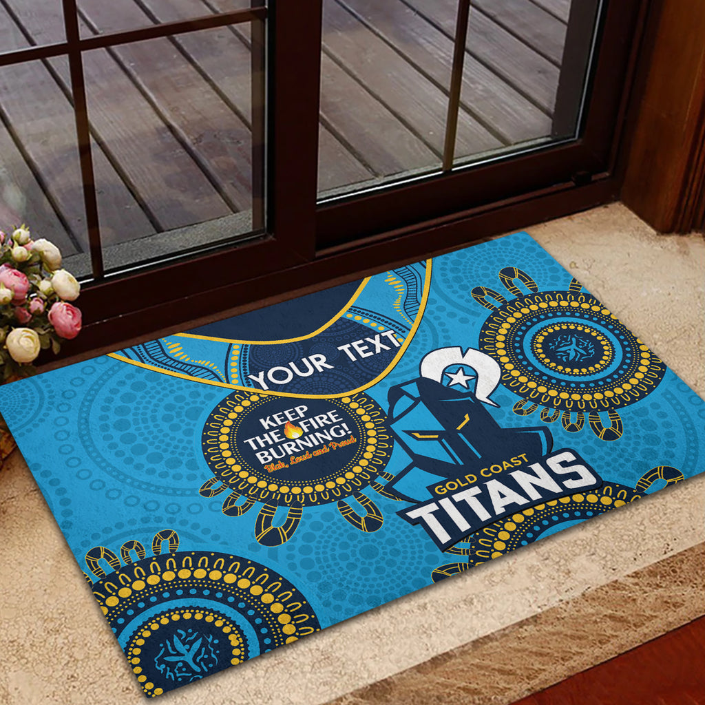 Custom NRL Titans NAIDOC Week Rubber Doormat Keep The Fire Burning Indigenous Art