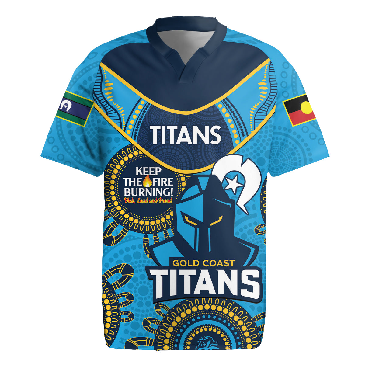 Custom NRL Titans NAIDOC Week Rugby Jersey Keep The Fire Burning Indigenous Art