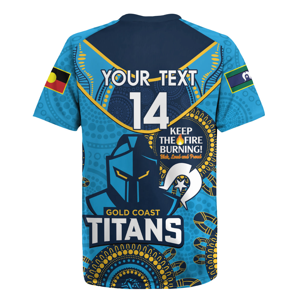 Custom NRL Titans NAIDOC Week Rugby Jersey Keep The Fire Burning Indigenous Art