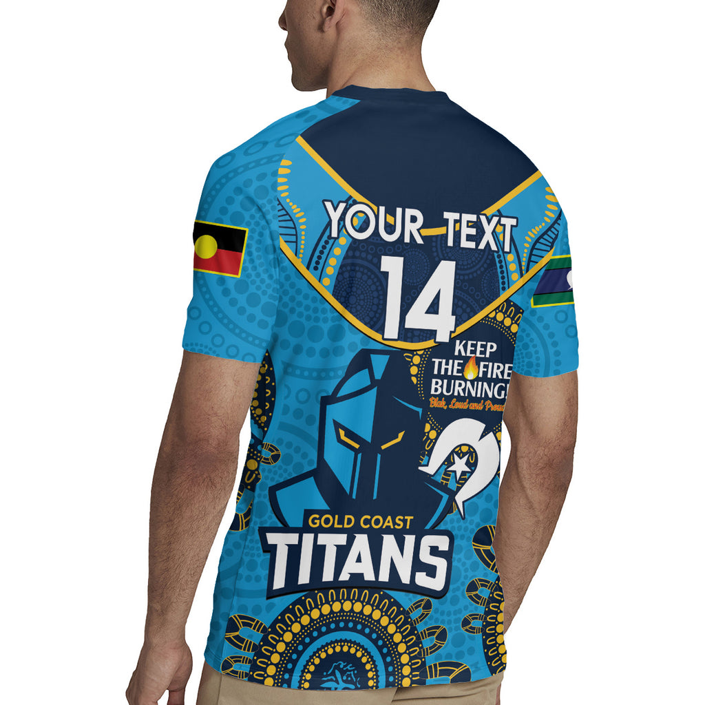 Custom NRL Titans NAIDOC Week Rugby Jersey Keep The Fire Burning Indigenous Art