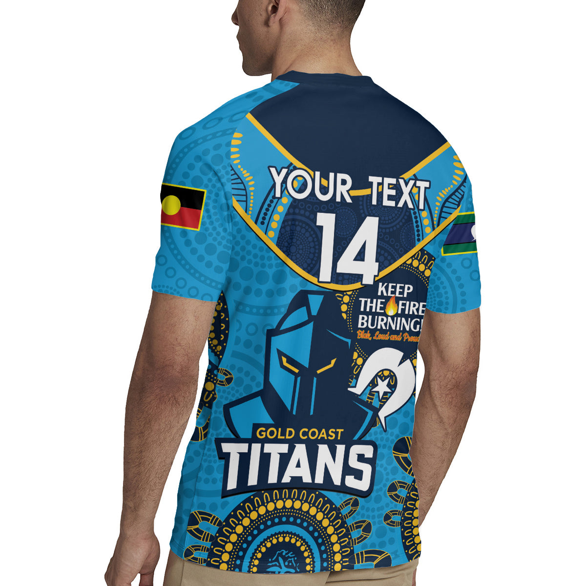 Custom NRL Titans NAIDOC Week Rugby Jersey Keep The Fire Burning Indigenous Art
