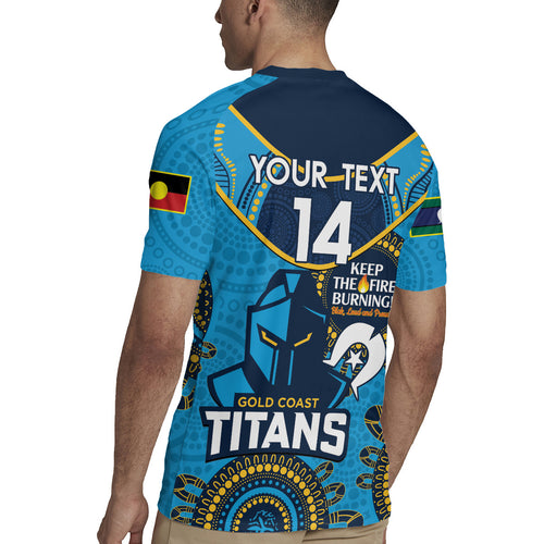 Custom NRL Titans NAIDOC Week Rugby Jersey Keep The Fire Burning Indigenous Art