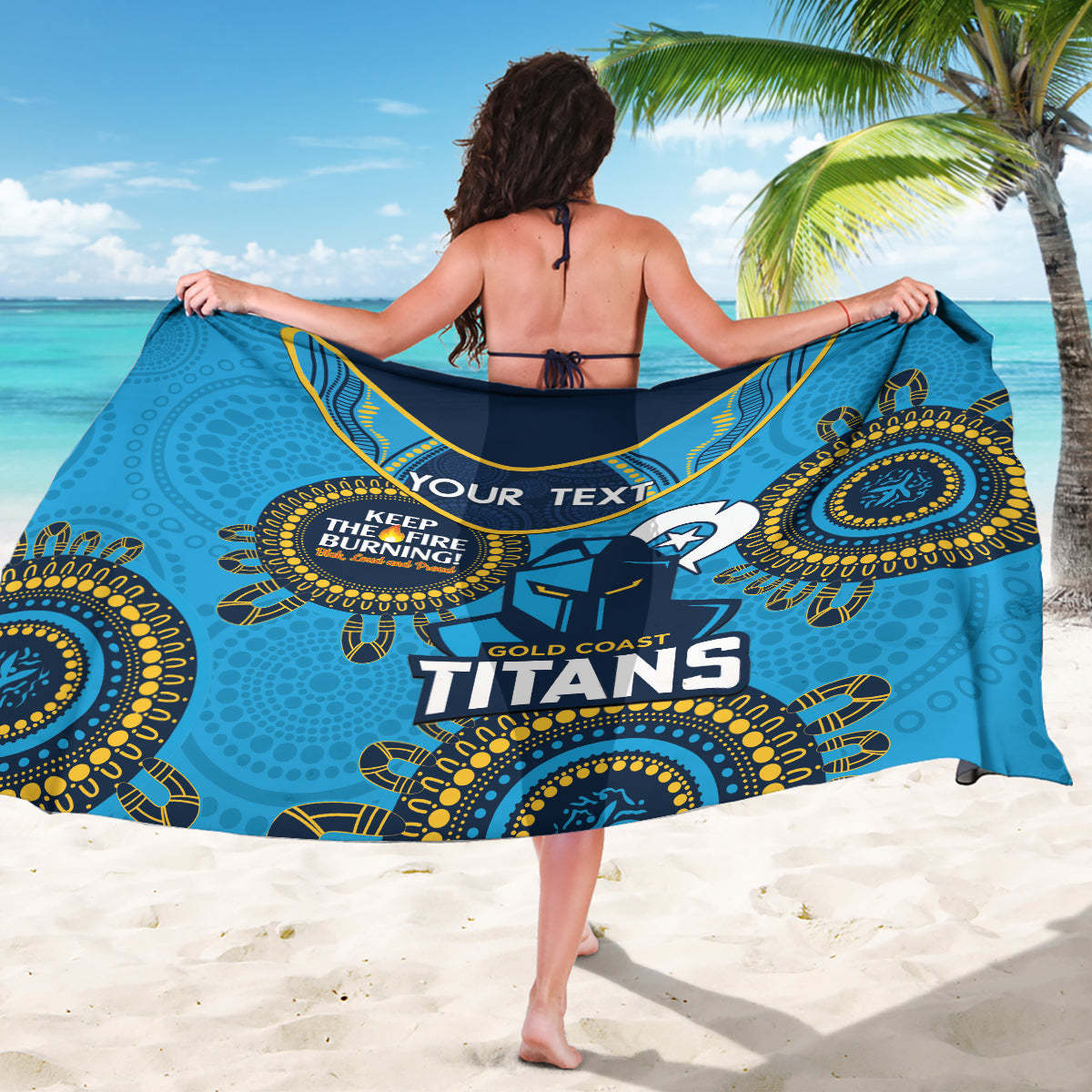 Custom NRL Titans NAIDOC Week Sarong Keep The Fire Burning Indigenous Art