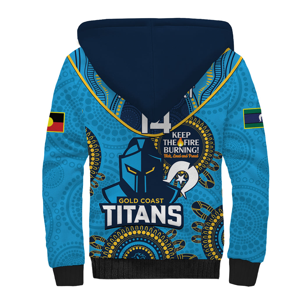 Custom NRL Titans NAIDOC Week Sherpa Hoodie Keep The Fire Burning Indigenous Art