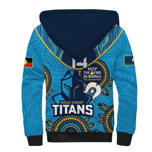 Custom NRL Titans NAIDOC Week Sherpa Hoodie Keep The Fire Burning Indigenous Art