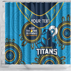 Custom NRL Titans NAIDOC Week Shower Curtain Keep The Fire Burning Indigenous Art