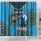 Custom NRL Titans NAIDOC Week Shower Curtain Keep The Fire Burning Indigenous Art