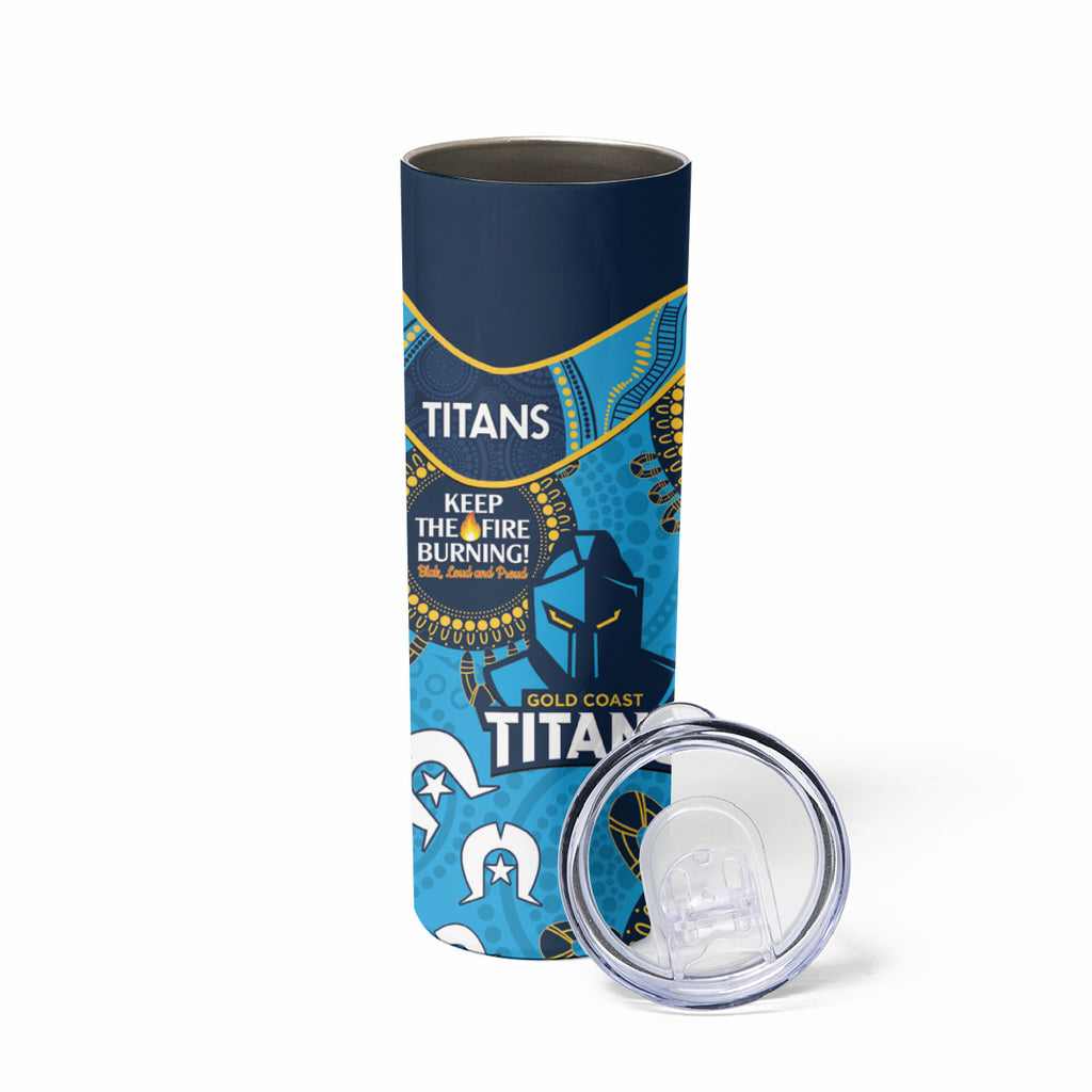 NRL Titans NAIDOC Week Skinny Tumbler Keep The Fire Burning Indigenous Art