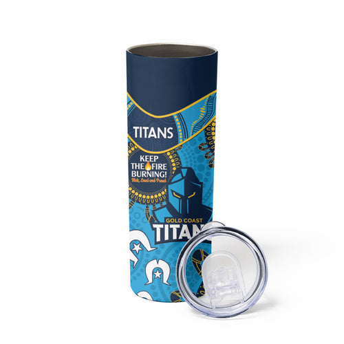 NRL Titans NAIDOC Week Skinny Tumbler Keep The Fire Burning Indigenous Art
