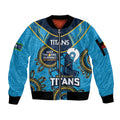 Custom NRL Titans NAIDOC Week Sleeve Zip Bomber Jacket Keep The Fire Burning Indigenous Art
