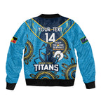 Custom NRL Titans NAIDOC Week Sleeve Zip Bomber Jacket Keep The Fire Burning Indigenous Art