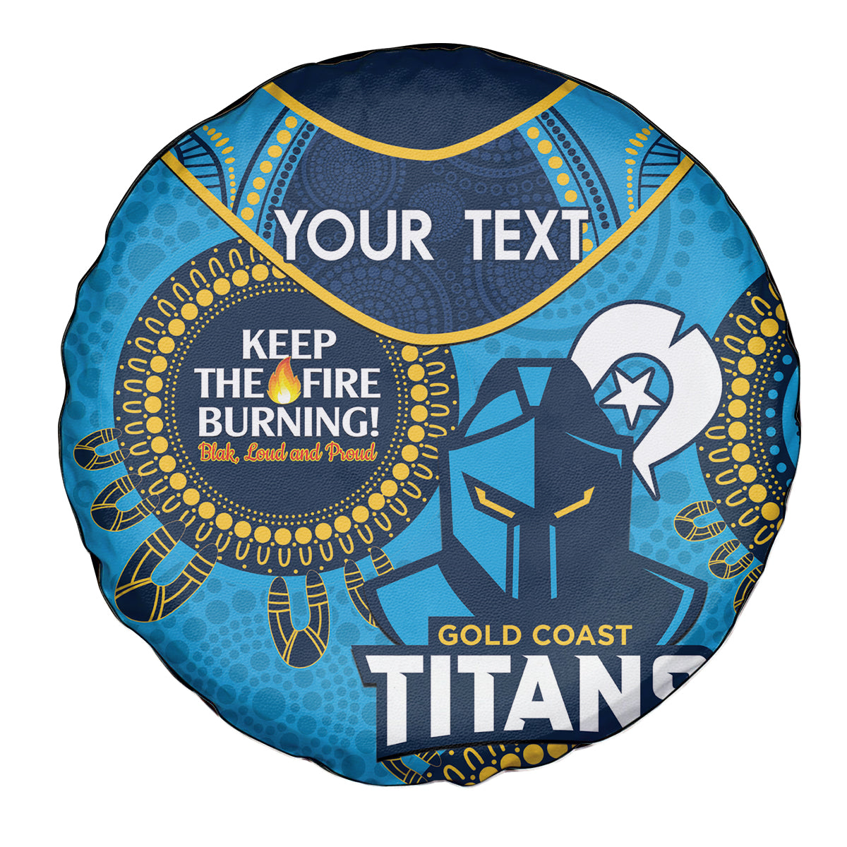 Custom NRL Titans NAIDOC Week Spare Tire Cover Keep The Fire Burning Indigenous Art