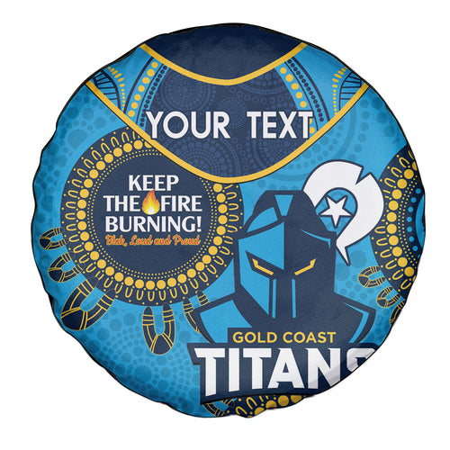 Custom NRL Titans NAIDOC Week Spare Tire Cover Keep The Fire Burning Indigenous Art