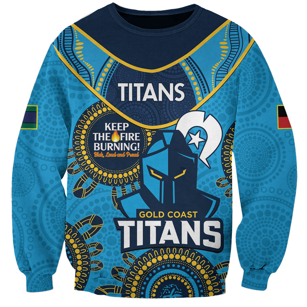 Custom NRL Titans NAIDOC Week Sweatshirt Keep The Fire Burning Indigenous Art