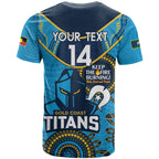Custom NRL Titans NAIDOC Week T Shirt Keep The Fire Burning Indigenous Art