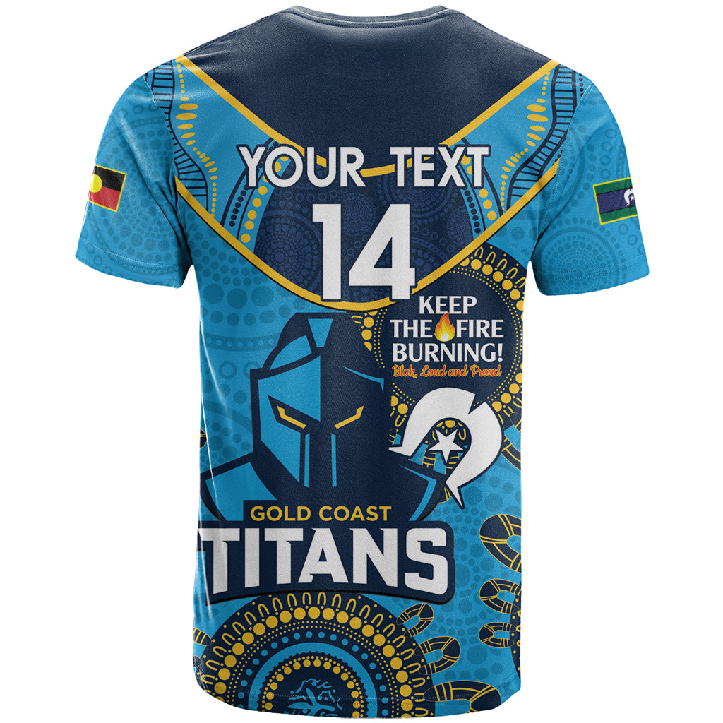Custom NRL Titans NAIDOC Week T Shirt Keep The Fire Burning Indigenous Art