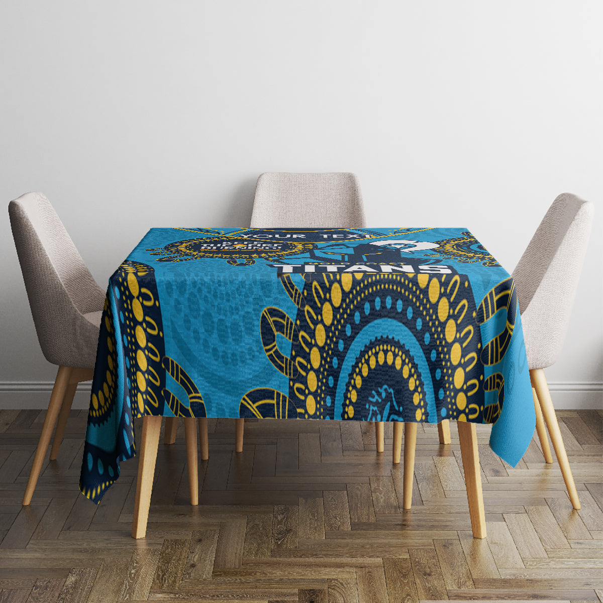 Custom NRL Titans NAIDOC Week Tablecloth Keep The Fire Burning Indigenous Art
