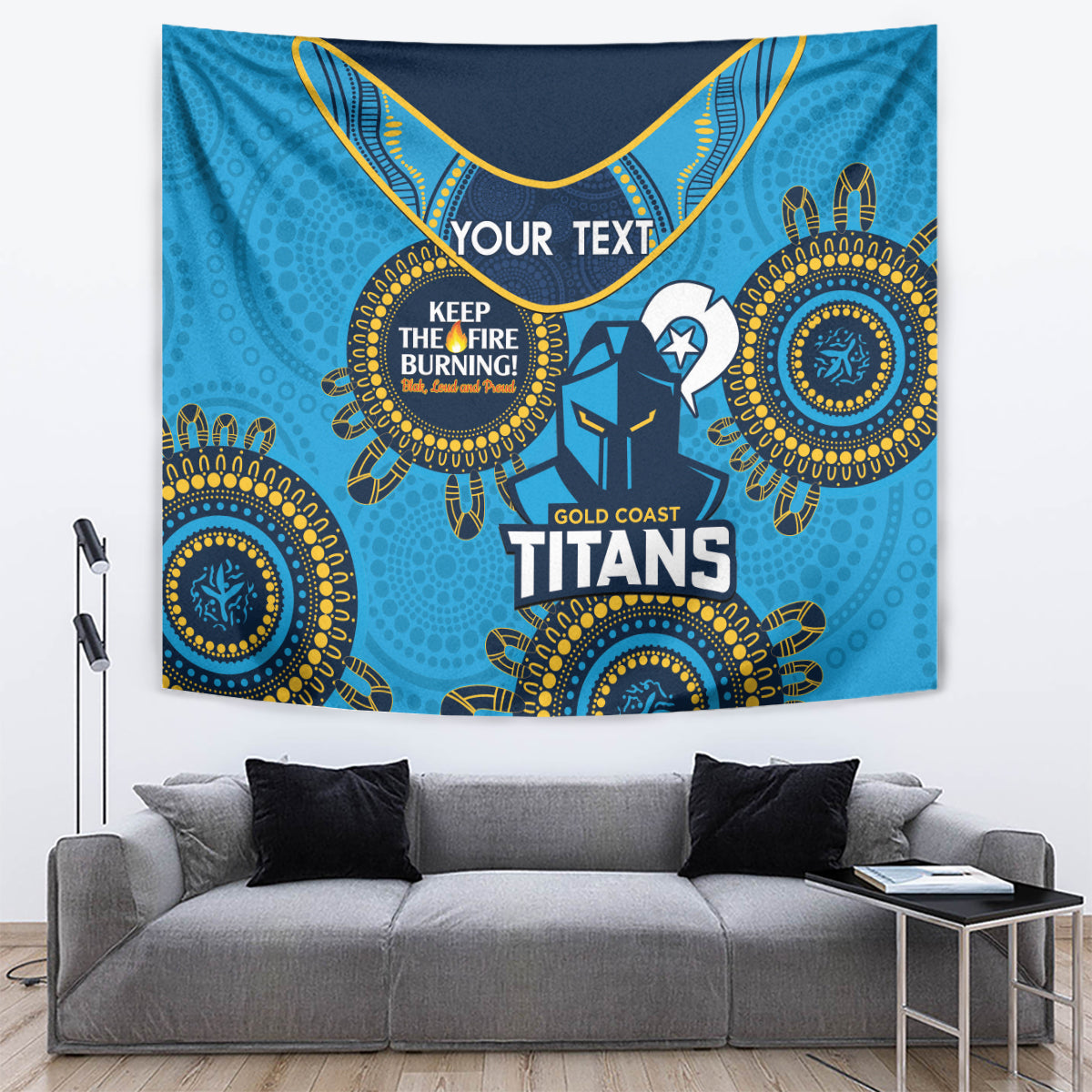 Custom NRL Titans NAIDOC Week Tapestry Keep The Fire Burning Indigenous Art