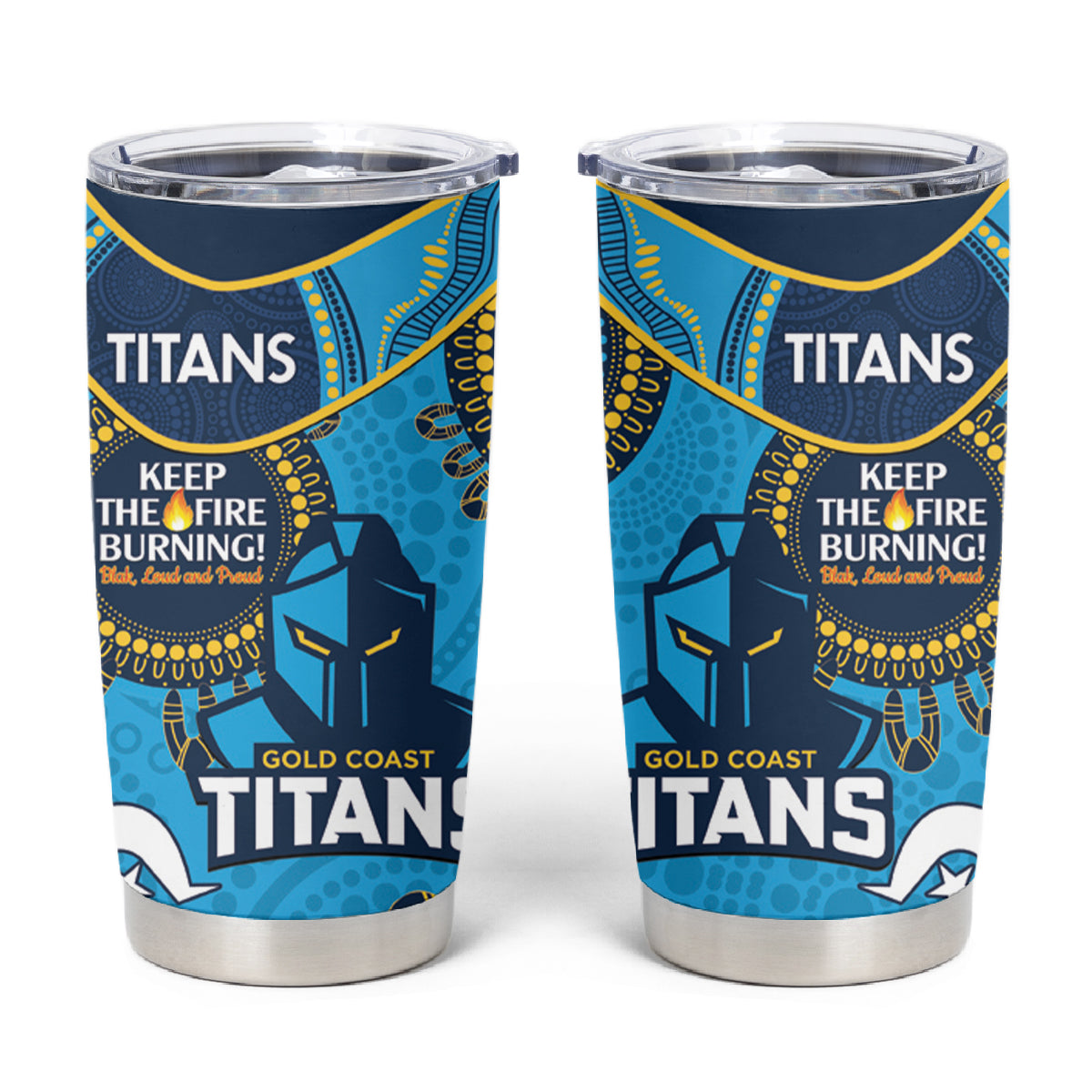 NRL Titans NAIDOC Week Tumbler Cup Keep The Fire Burning Indigenous Art