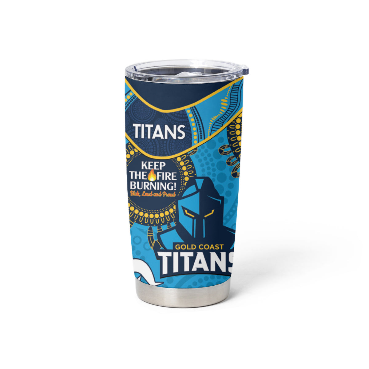 NRL Titans NAIDOC Week Tumbler Cup Keep The Fire Burning Indigenous Art