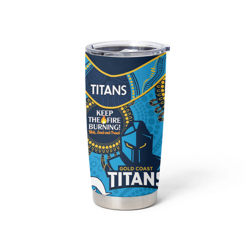 NRL Titans NAIDOC Week Tumbler Cup Keep The Fire Burning Indigenous Art