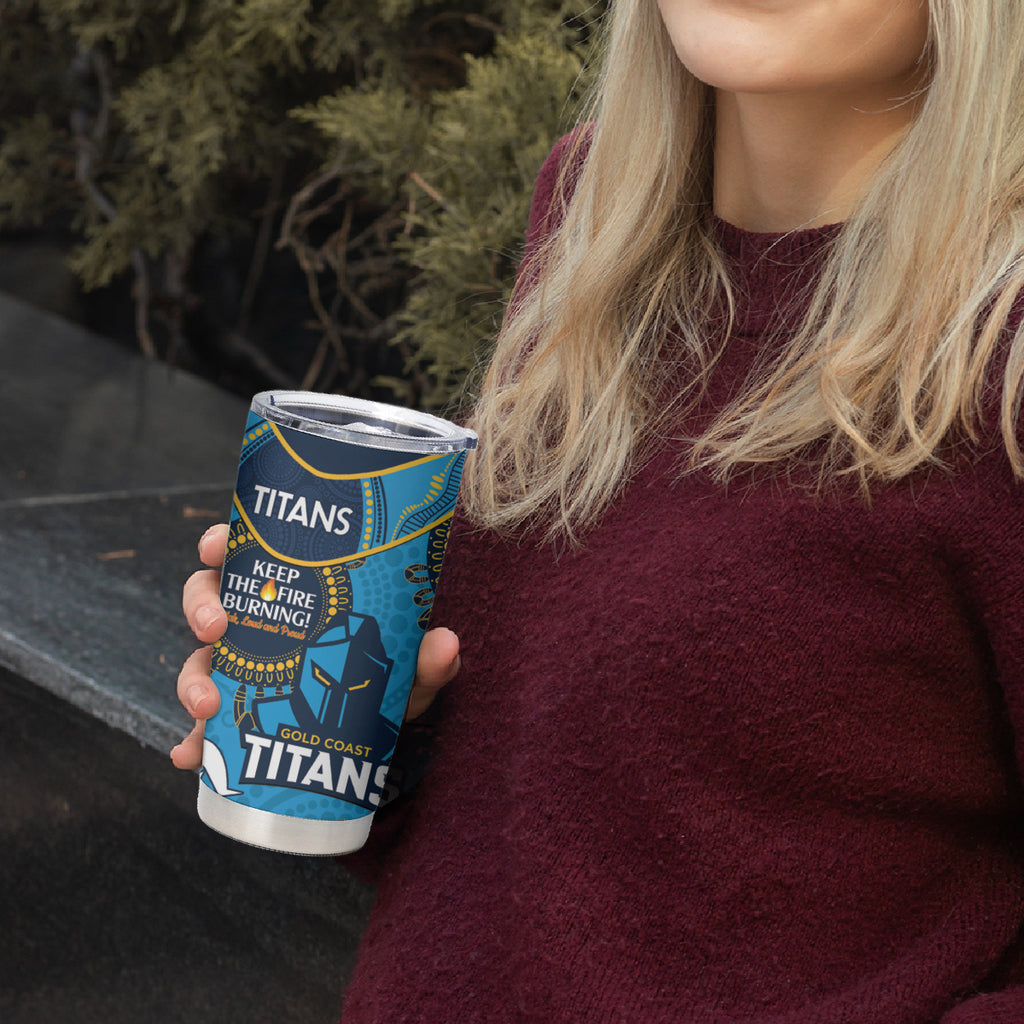 NRL Titans NAIDOC Week Tumbler Cup Keep The Fire Burning Indigenous Art