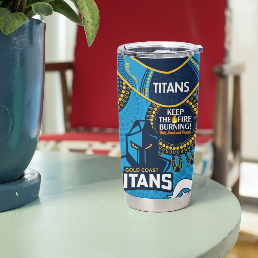 NRL Titans NAIDOC Week Tumbler Cup Keep The Fire Burning Indigenous Art
